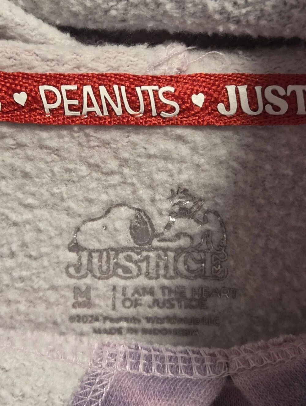 Justice Girls Snoopy World Tour tie-dye hoodie Size Medium - Peanuts